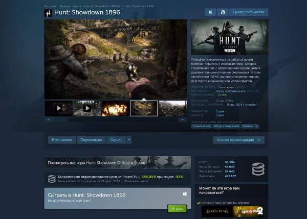 Hunt: Showdown 1896 стала временно бесплатной в Steam